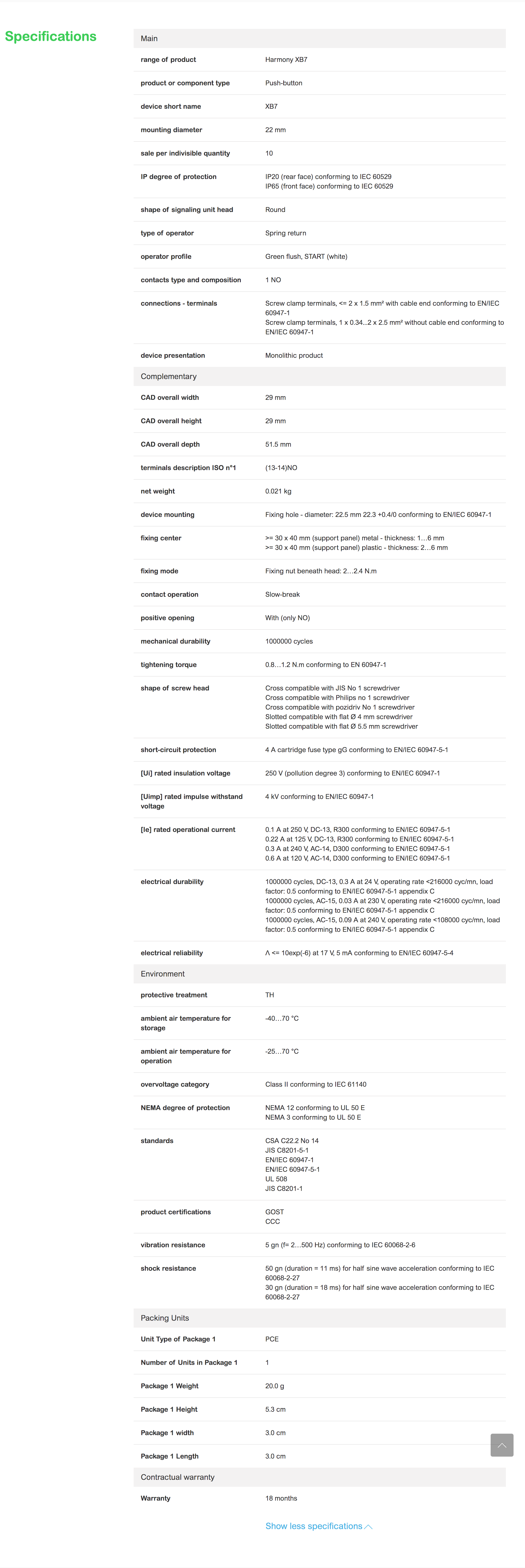 Schneider Electric’s Spec Sheet 141 of 291 Spec Sheet Examples Baymard Institute